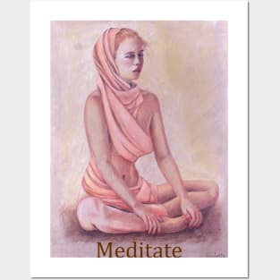 Meditating woman girl, zen, yoga, buddhism Posters and Art